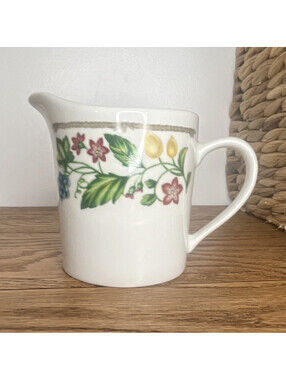 Farberware Festival J304 Floral Pattern Glossy Ceramic Creamer, White/Multicolor